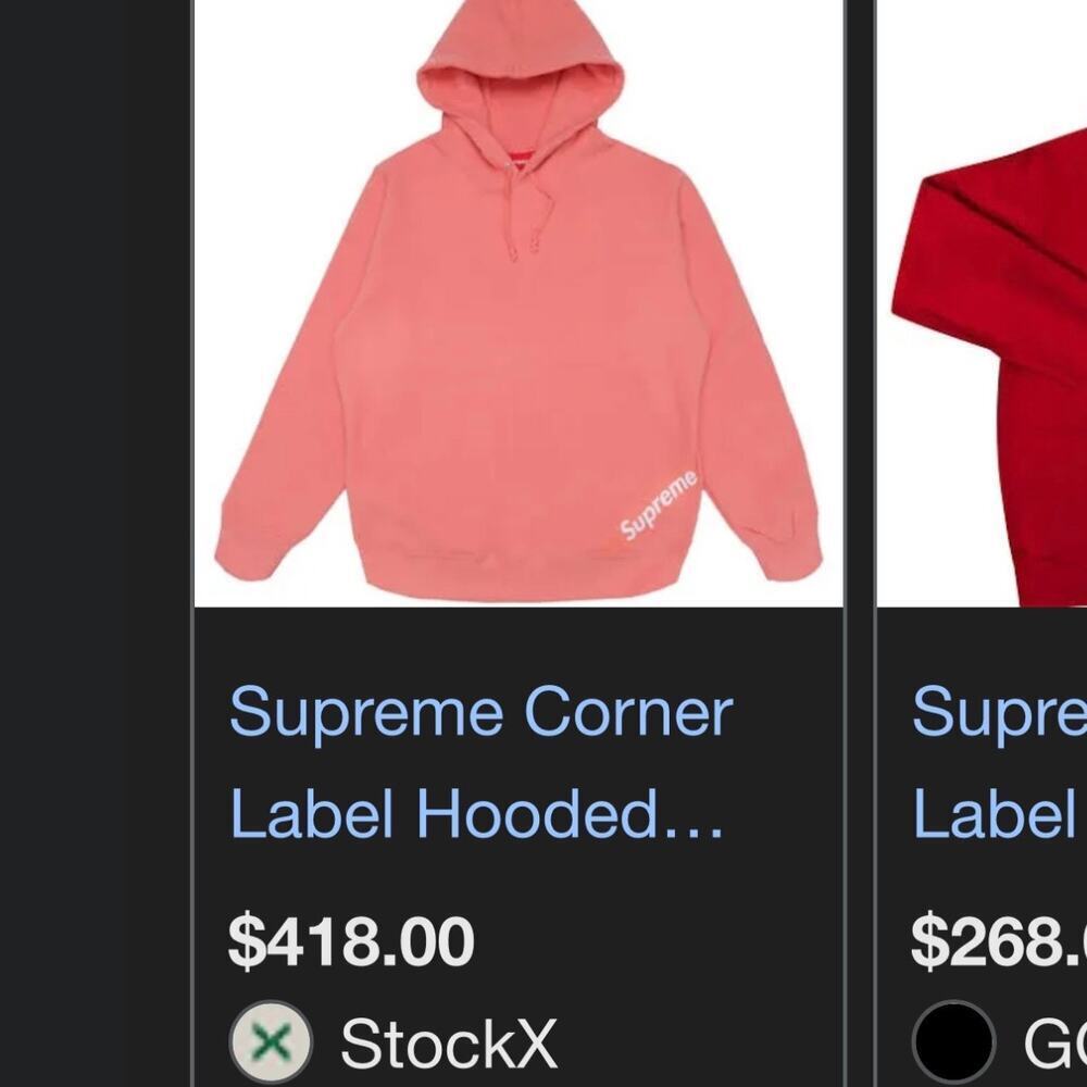 $418 Supreme Corner Labeled Hoodie Sweatshirt in Coral - Picture 8 of 8